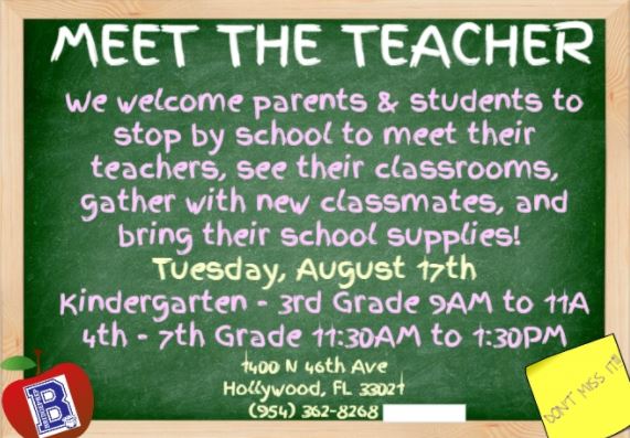 MEET THE TEACHER (KINDER THROUGH 3RD)